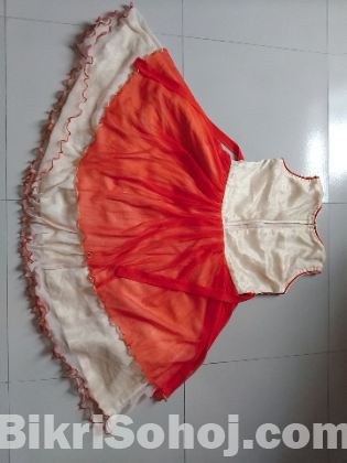 Red and White baby frock